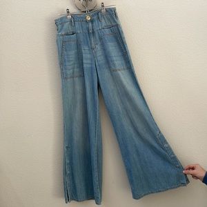 Pilcro by Anthropologie Wide Leg Chambray Pants